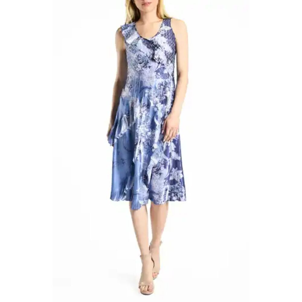 Komarov Floral Charmeuse &‎ Chiffon Dress | Size M